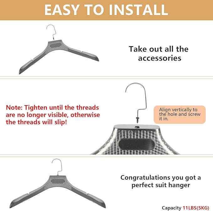 DEDU Suit Hangers for Men 20 Pack, Sweater Hangers No Shoulder Bump Non Slip Width 17.7", Plastic Clothes Hangers Silver Gray with Metal Hook