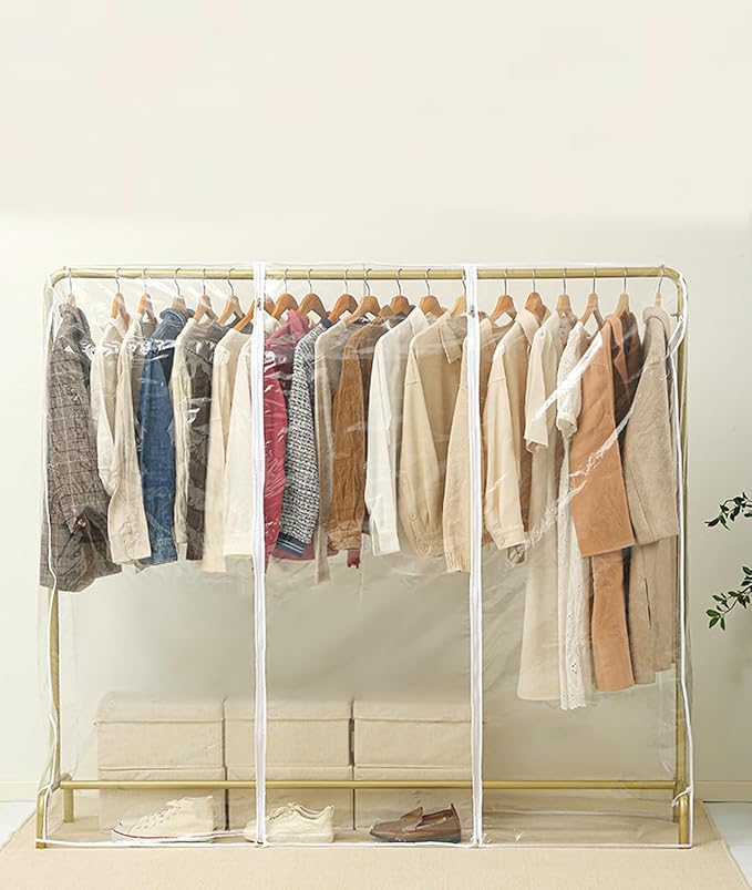 BAG WIZARD 6 Ft Clear Garment Rack Cover, 72" Dustproof Clothes Rack Cover with 2 Durable Zipper, Clothing Waterproof Hanger Protector