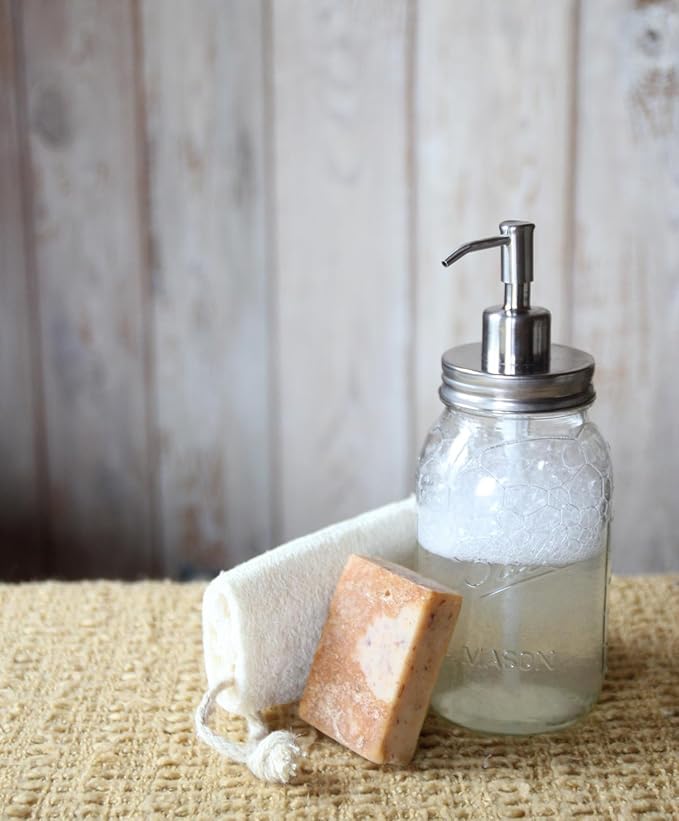 Jarmazing Products Quart Size Mason Jar Soap and Lotion Dispenser - 32 Ounce - Made from Rust-Proof Stainless Steel