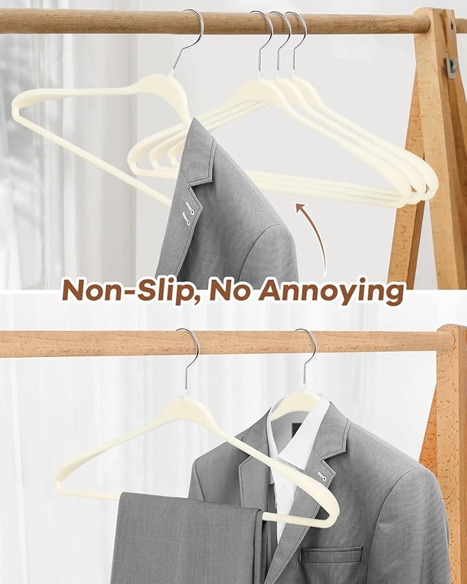 10 Pack Sweater Hangers No Shoulder Bump - Heavy Duty Coat Suit Hangers - Wide Shoulder Thick New Velvet Clothes Hanger - Non Slip Clothing Hanger for Sweaters, Jacket, Wedding Dress, Shirt, Closet