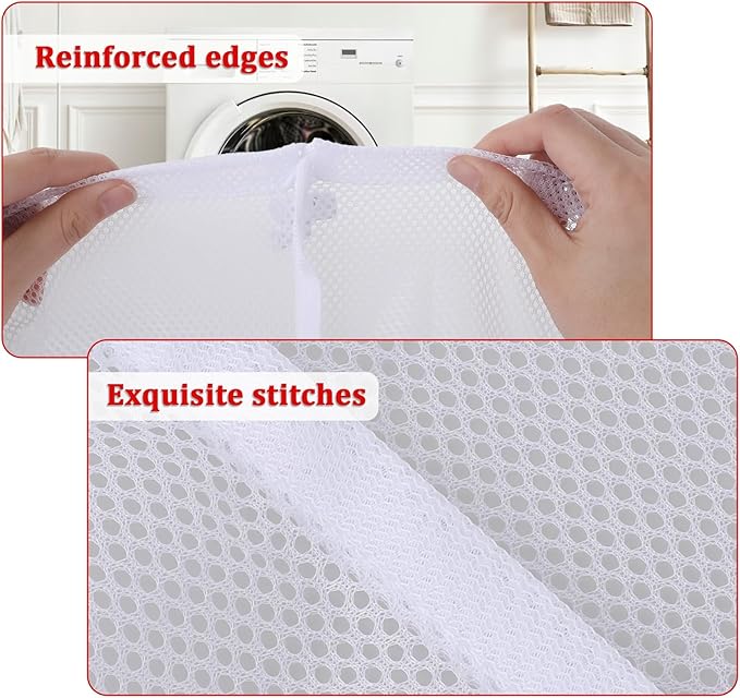 Large Mesh Laundry Bag with Drawstring Closure - 24"X 36" White, Ideal for Travel, College Dorm, Apartment, Family