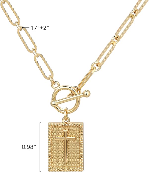 Chunky Gold Necklace for Women Gold Evil Eye Cowboy Pendant Necklace Dainty Paperclip Chain Vintage Luck Amulet Choker Necklaces Celestial Jewelry Gift