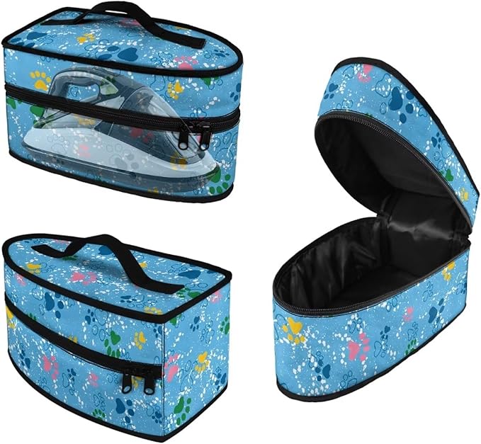 Paw Print Iron Storage Bag with Zipper Handle Lightweight Colorful Clothes Iron Storage Case for Traveling Home Cute Iron Storage Cover