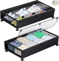 Simple Trending Under Bed Storage Containers with Wheels, XXL 77L Under Bed Shoe Organizer Drawer with Clear Lid, Rolling Storage Containers for Shoes, Clothes, Black