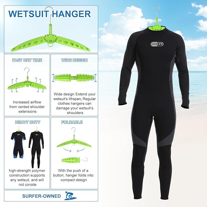Wetsuit Hanger, Gimilife Surfing & Scuba Diving Accessory, Perfect to Dry Wetsuit Drysuit Life Jacket or BCD, Quick Dry Foldable & Vented Dryer for Wetsuite Dry Suit（1 PCS ）