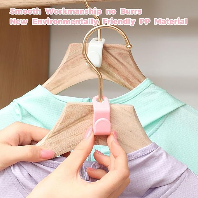 50 PCS Hanger Connector Hooks, Space Saving Hangers, Closet Hanging Organizer for College Dorm Room Essentials, Thickening Upgrade (Pink-50 Pcs)