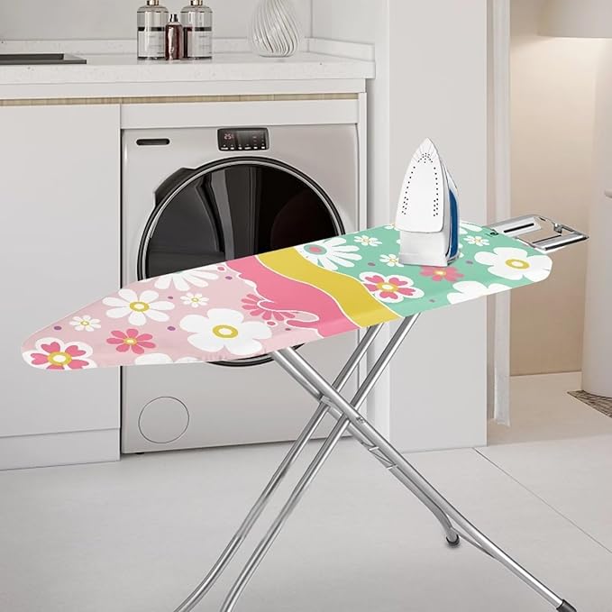 Daisy Floral Ironing Board Cover with Elastic Edge Table Top Ironing Board Cover Extra Wide Iron Board Cover Easy to Install Ironing Accessories 54x15 inches
