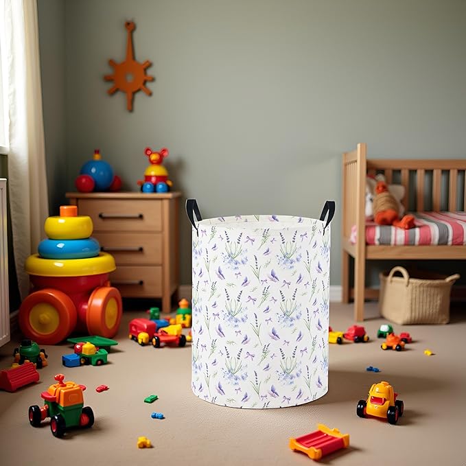 Baby Laundry Basket Baby Nursery Hamper Kids Laundry Basket Toy Storage Bin for Boys Room Decor Gift Baskets for Bedroom Bathroom(Lavender)
