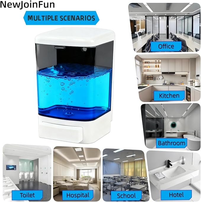 Manual Soap Dispenser Kitchen Bathroom Wall Mounted Commercial Soap Dispenser for Liquid Containers Shampoo Gel Chamber Plastic - (33.8 oz) 1000ml