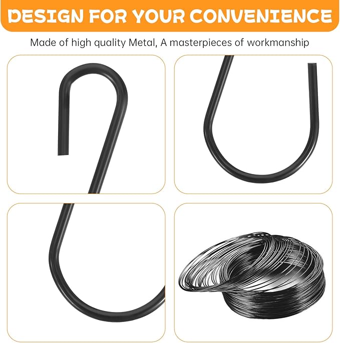 60 Pcs S Hooks for Hanging, 1 Inch Metal Hanging Hook S Shaped Metal Hook, Hanger Connector Hooks Ornament for Hang Jewelry Small Kitchenware Potted Plants(Black)