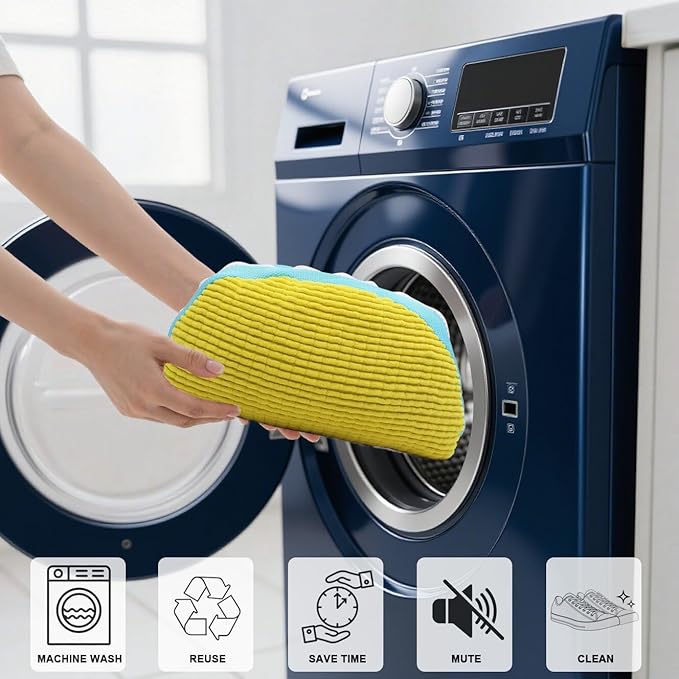 Shoe Washing Machine Bag,Blue and white stripes Mesh Shoe Washing Bag for Washing Machine - Large Size Fits various Shoes, Chenille Fabric Protection, Zipper Laundry Bag for Sneakers (2 Pcs) (Yellow)