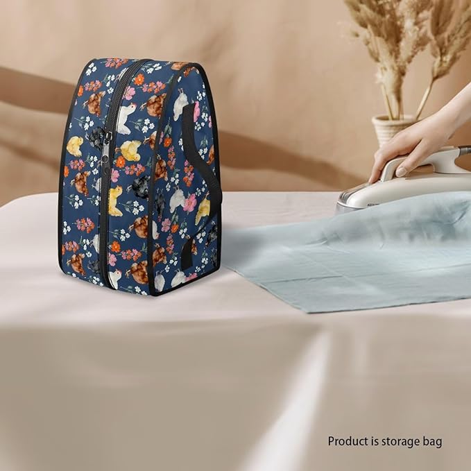 Chicken Rooster Floral Portable Iron Storage Bag Dustproof Bags for Travel Mini Steam Irons Universal for Most Iron Home Decoration Easy to Carry (Bag Only)
