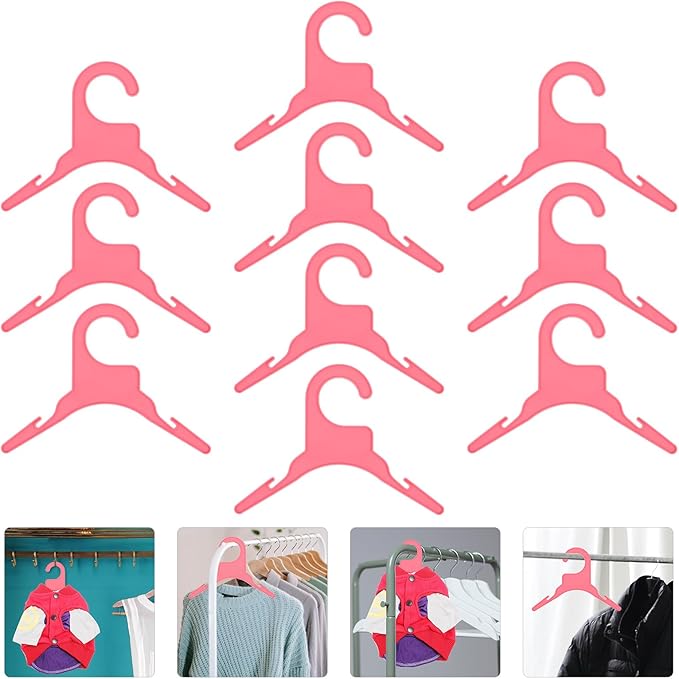 Yardwe Pet Clothes Hangers 10-Pack Plastic Dog and Cat Clothing Rack 7.5 X 3.5 Inch Lightweight Non-Slip Organizer for Small Dog Clothes Puppy Apparel