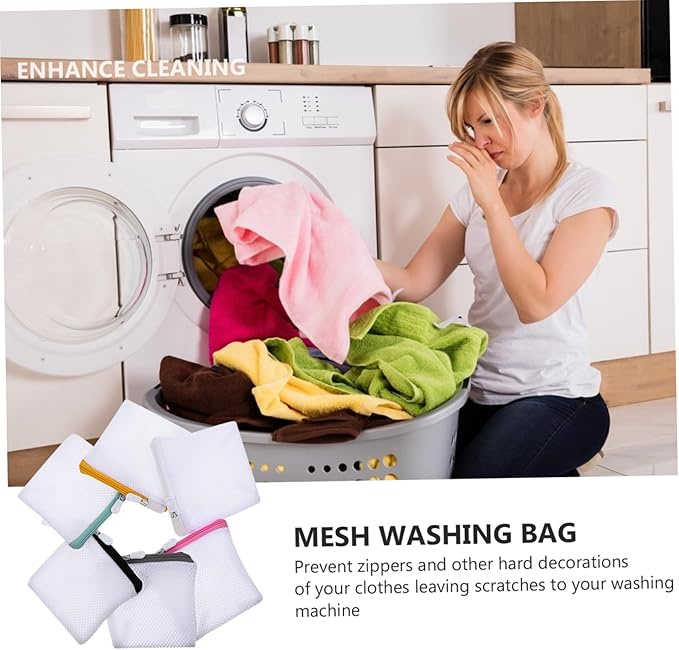 6-Pack Mesh Laundry Bags with Zipper for Washing Machine Travel & Delicate Clothing Organizer Foldable Lightweight Mesh Wash Bags for Bras Underwear
