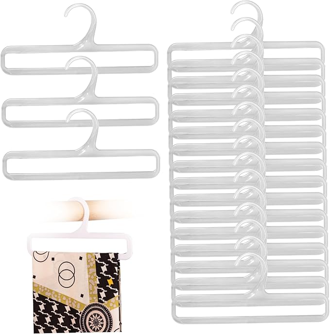 Pants Hangers Scarf Hanger 50Pcs 6.7X3.2In Flexible Leggings Hanger Rectangular Pants Hangers Windproof Pp Clothes Hangers for Home Dorm Hotel, White