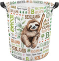 Sloth Laundry Basket,Custom Laundry Hamper with Name,Personalized Sloth Gifts for Boys Girls,Customize Collapsible Laundry Basket for Bedroom Bathroom,S-16.5"x 13.8"