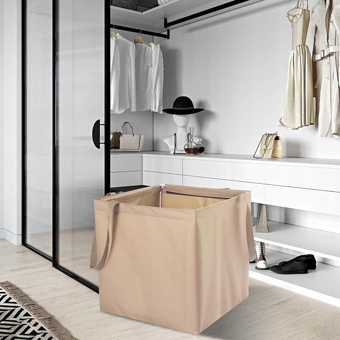 Hanger Storage Bag Clothes Hanger Organizer Holder with Handles Hanger Storage Square Bag for Space Saving, Brown 600D Oxford Waterproof Fabric Straight Standing Hanger Caddy(Square)