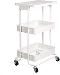 Amazon Basics 2-Tier Rolling Metal Utility Cart with Shelf, Portable Multi-Functional Storage, White