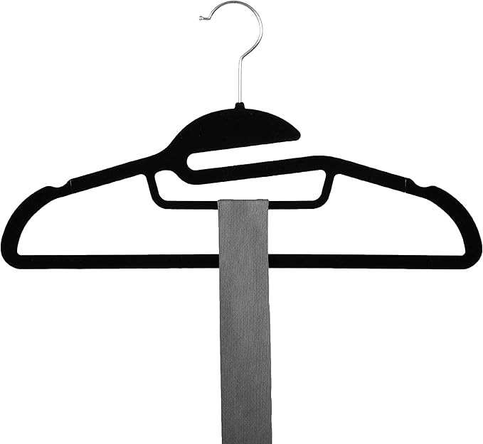 Simplify 24 Pack Ultimate Hanger | Great for Accessories | Organizing Belts | Scares | Ties | Non-Slip | Closet Organization | Black