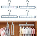 9 in 1 Smart Hanger, Upgrade Space Saving Hanger, 9 Holes Rotate Anti-Skid Folding Hangers with Multifunction Space Saving, for Heavy Clothes, Multiple Shirt, Shirts Pants (4pcs-Blue)