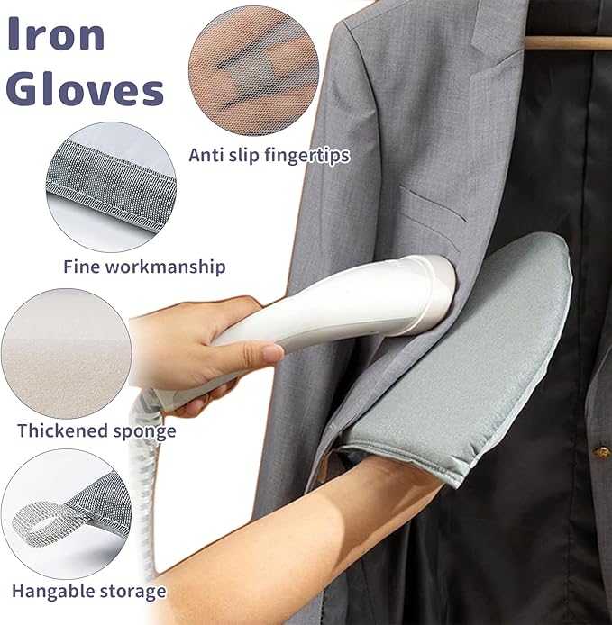 Over The Door Steamer Pad 45 ×19 Inch Steamer Mat for Clothes Including Ironing GlovesDoor Press Pad for Travel Ironing Board Portable Ironing Mat with Protective Glove