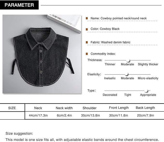 Eforcase Fake Collar Detachable Dickey Collar for Women Denim Fake Collar False Shirt Collar Dickey Collars Faux Collar
