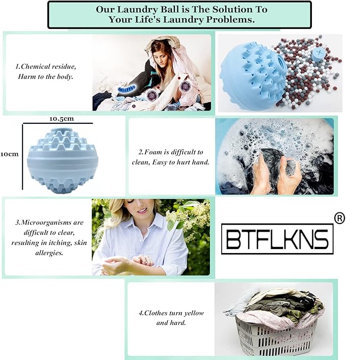 Laundry Balls Set, Eco-Friendly Washing Machine Laundry Ball, All Natural Washer Laundry Detergent Alternative, With A Storage Bag and 100g Ceramic Accessories. (2pcs Balls,Blue)