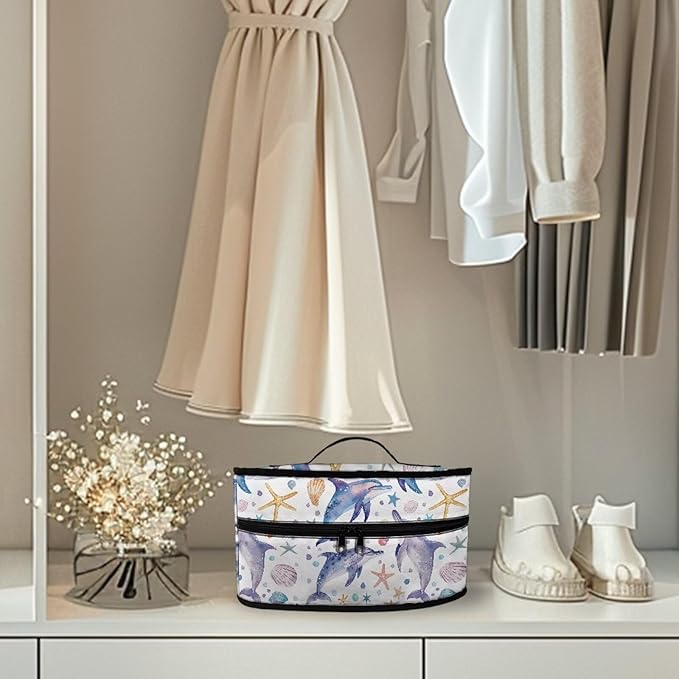 Rchsmod Dolphin Starfish Scallop Print Steam Iron Case Protective Travel Steamer Storage Bag with Handle Lightweight Iron Carrier Bag Iron Accessories, Case Only