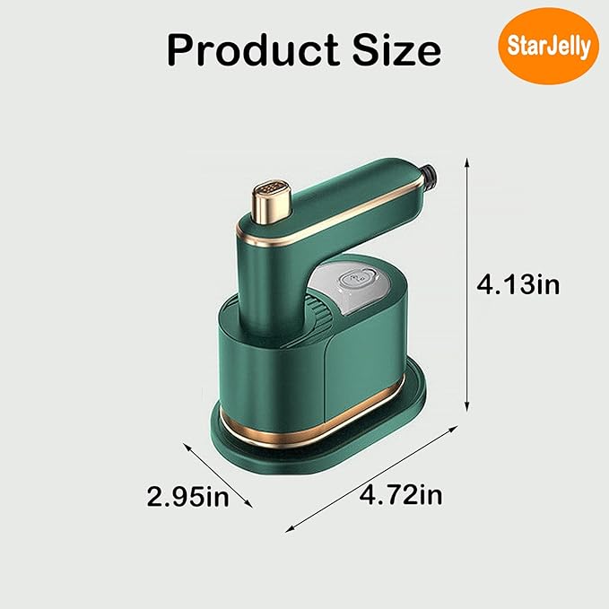 Portable Travel Steam Iron, 180° Foldable Handle, 3 Minutes Fast Heating, Anti-Hot Stand, Suitable for Most Fabrics (Silk/Wool/Polyester) and More. (02 Green)