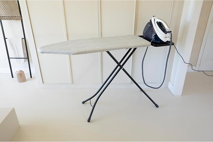 Brabantia - Ironing Board C - Extra Large Steam Unit Holder - Adjustable in Height - Non-Slip Rubber Feet - Cotton Cover with Foam Layer - Foldable XL Unit - Denim Gray - 49 x 18 inches