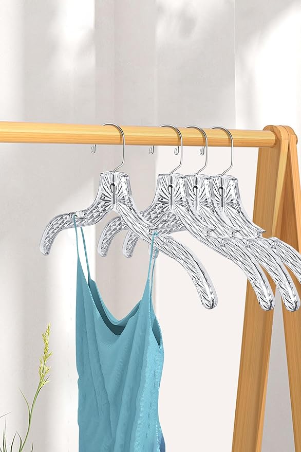 Clear Plastic Hangers 23 Pack - Crystal Cut Hangers for Clothes - Nonslip Coat and Shirt Hangers - Heavy Duty HangersInvisible Dress Hangers for Suits