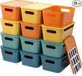Tiawudi 12 Pack 4.5L Storage Bins with Lids, Plastic Storage Baskets for Home Classroom Organization, Multi-Use Organizer Bins for Cabinet, Pantry, Drawer, Countertop or Shelves, Colorful Containers