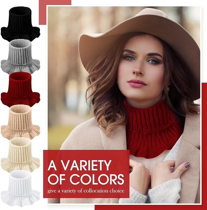 JenPen Winter Fake Turtleneck for Women Dickey Collar Knitted Detachable Half Top Mock High Turtleneck Neck Warm Faux Collar