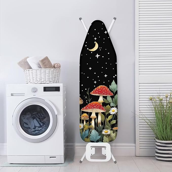 SEANATIVE Mushroom Print Ironing Board Covers and Padding Durable Heat Reflective Iron Board Cover Large Fits All Standard Sizes