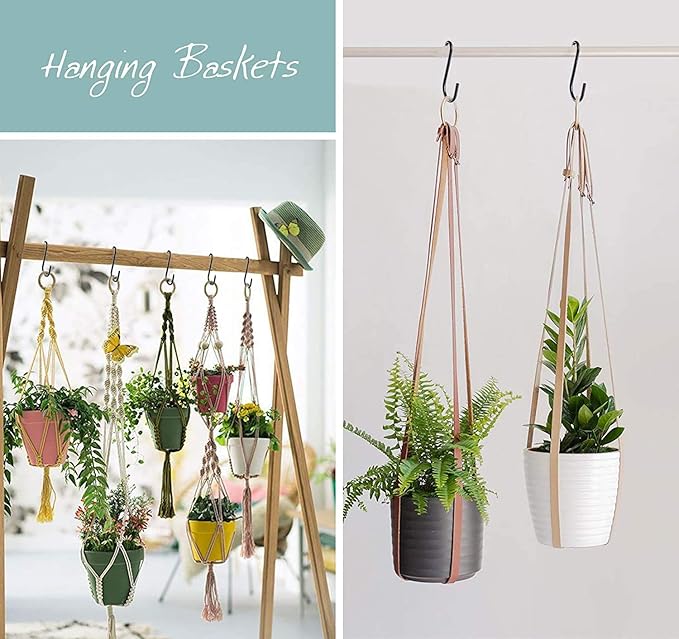 YourGift Heavy Duty S Hooks S Shaped Hooks Hanging Hangers Hooks for Kitchen, Bathroom, Bedroom and Office: Pan, Pot, Coat, Bag, Plants (24 pcs/Black/2.4 inch+3 inch+4 inch)