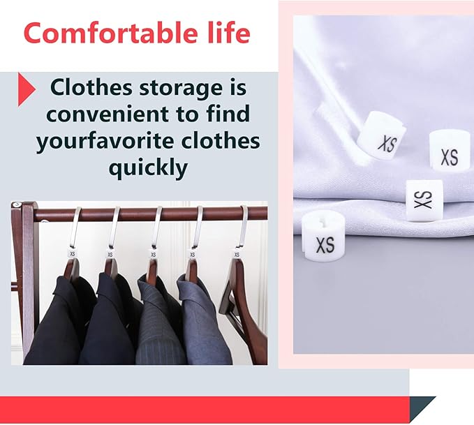Swpeet 150Pcs White【 Sizes XS 】 Plastic Clothes Hanger Size Markers Color-Coding Hanger Sizes Hangers Tags Marker Garment Size for Wire Hangers Clothing Hangers with Storage Box