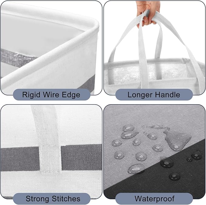 Foaincore 6 Pieces 75 L Laundry Hamper Basket Organizer Large Laundry Bag Bulk Waterproof Collapsible Clothe Storage with Handles for Dorm Room Bedroom Towels (Dark Blue,Black Gray)