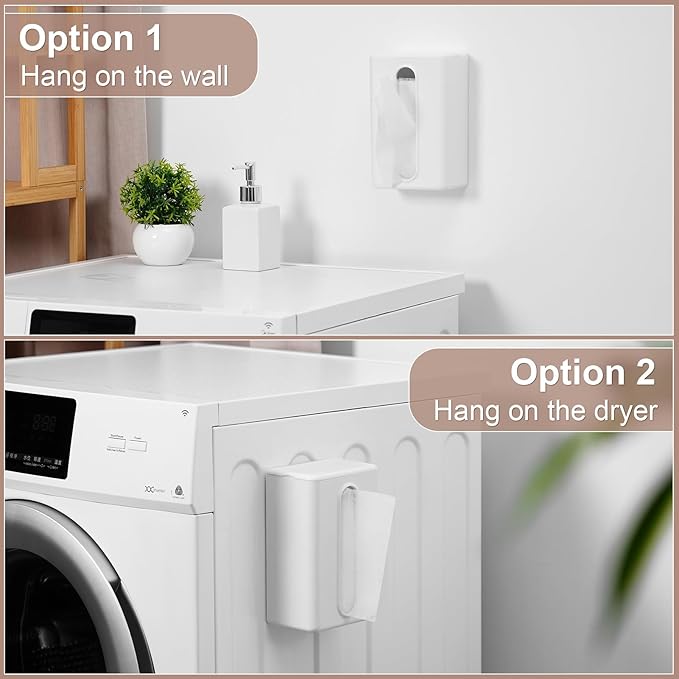 Magnetic Dryer Sheet Holder for Laundry Room, Dryer Sheet Container ,Dryer Sheet Dispenser,Wall Dryer Sheet Box for Laundry Organization and Storage,Plastic Fabric Sheet Holder with Lid,Cream White