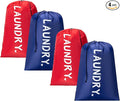 4 Pack XL Travel Laundry Bag, Machine Washable Dirty Clothes Organizer with Drawstring,Large Enough to Hold 4 Loads of Laundry, Easy Fit a Laundry Hamper or Basket Travel Essentials 24" x 36"
