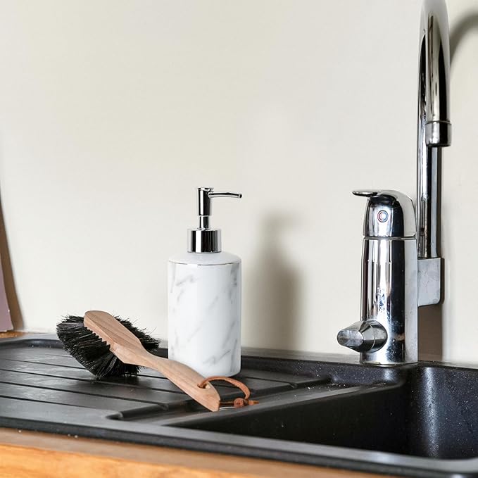 Ceramic Soap Dispenser, White Marble Look Lotion Dispenser 12.5 OZ Liquid Hand Soap Dispenser Pump Bottle for Hotel Kitchen Bathroom, ANTIS'S HOME