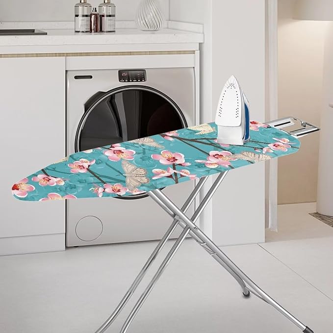 Flashideas Pink Flower Ironing Board Cover and Pad 15 x 54 Heavy Duty Iron Board Covers Standard Size Padding Decorative Covers for Most Iron Boards Ironing Pad Cover