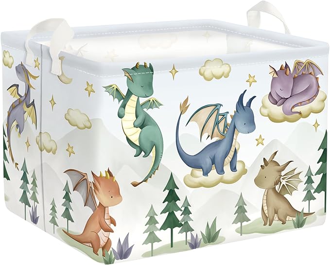 Dinosaur Laundry Hamper Large Storage Basket Cartoon Dino Collapsible Parents Organizer Kids Toy Clothes Bins for Bedroom, Bathroom, Tree, 36L