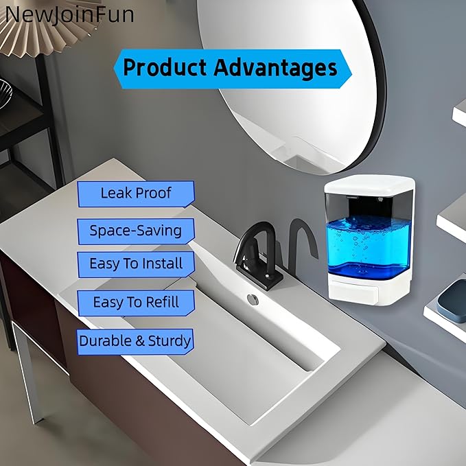 Manual Soap Dispenser Kitchen Bathroom Wall Mounted Commercial Soap Dispenser for Liquid Containers Shampoo Gel Chamber Plastic - (33.8 oz) 1000ml