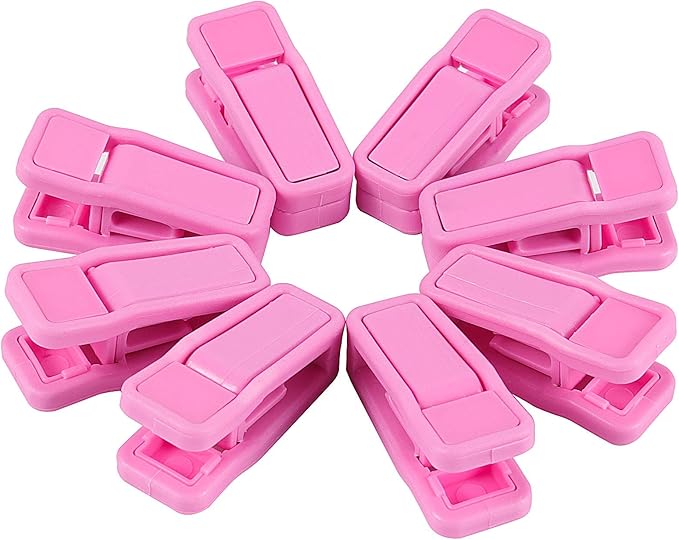 ZOENHOU 100 Pack Pink Plastic Finger Clips for Hanger Strong Pinch, Multi-Purpose Non-Slip Hanger Clip, Plastic Clips for Clothes Pants