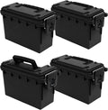 Sheffield 12772 4-Pack Ammo Storage Box, Stackable .30 Cal Field Boxes, Water and Dust Resistant, Lockable Storage Box with Handle, Secures Hunting Gear, Supplies, and Bullets, Made in USA, Black