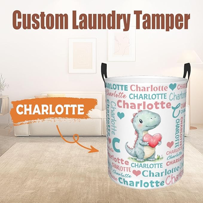 Custom Name Laundry Hamper, Personalized Laundry Basket with Name for Baby Boys Girls, Customized Collapsible Dirty Clothes Hamper Storage with Handles for Bedroom Bathroom Dorm Room Decor