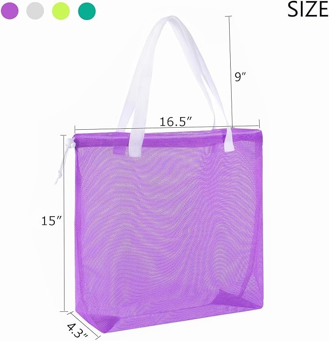 4Pieces Cute Mesh Pool Tote Bags,Mesh Beach Bags With Drawsting For Swim,Travel,Party