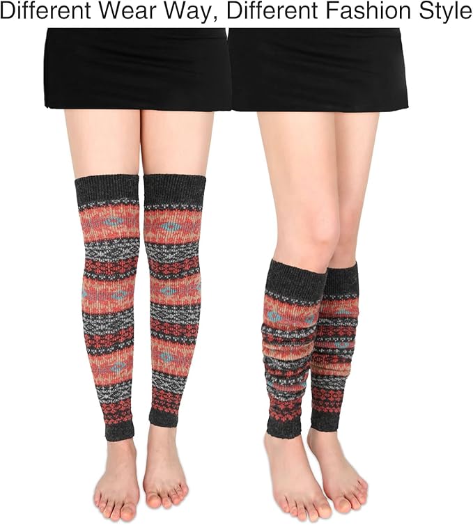 Benefeet Sox Wool Knit Leg Warmers for Women Vintage Boho Leg Warmers Long Winter Warm Thigh High Footless Boot Socks