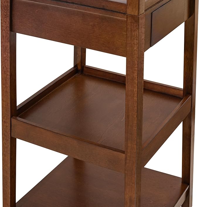 eHemco Wooden Coat Rack Stand with 8 Hooks, 3 Storage Shelves and Drawer, Heavy Duty Hall Tree, 70.20 Inches Height, Coffee