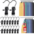 48 Pack Boot Hangers Clips for Closet, Heavy Duty Legging Organizer for Closet Hanging Pants Hangers with Clips Clothes Pins Hanger Clips Laundry Hooks Towel Socks Hats Tall Boots Home Travel Black
